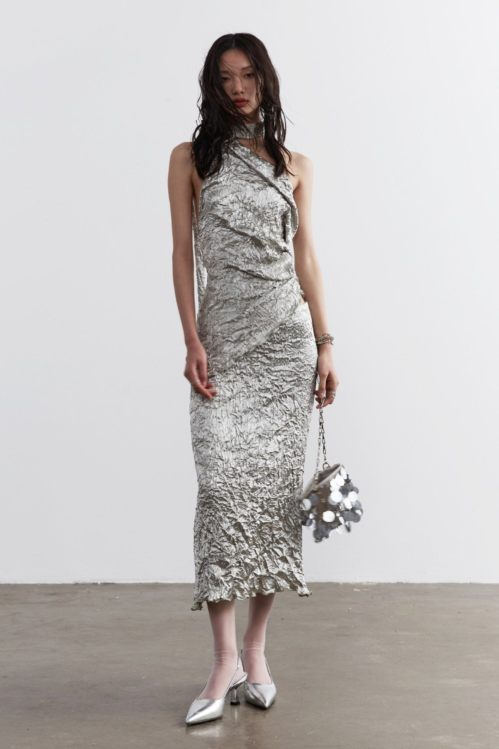 silver two piece dress Long Bateau Neck Silver Two Piece Prom Dress Gunmetal / 00