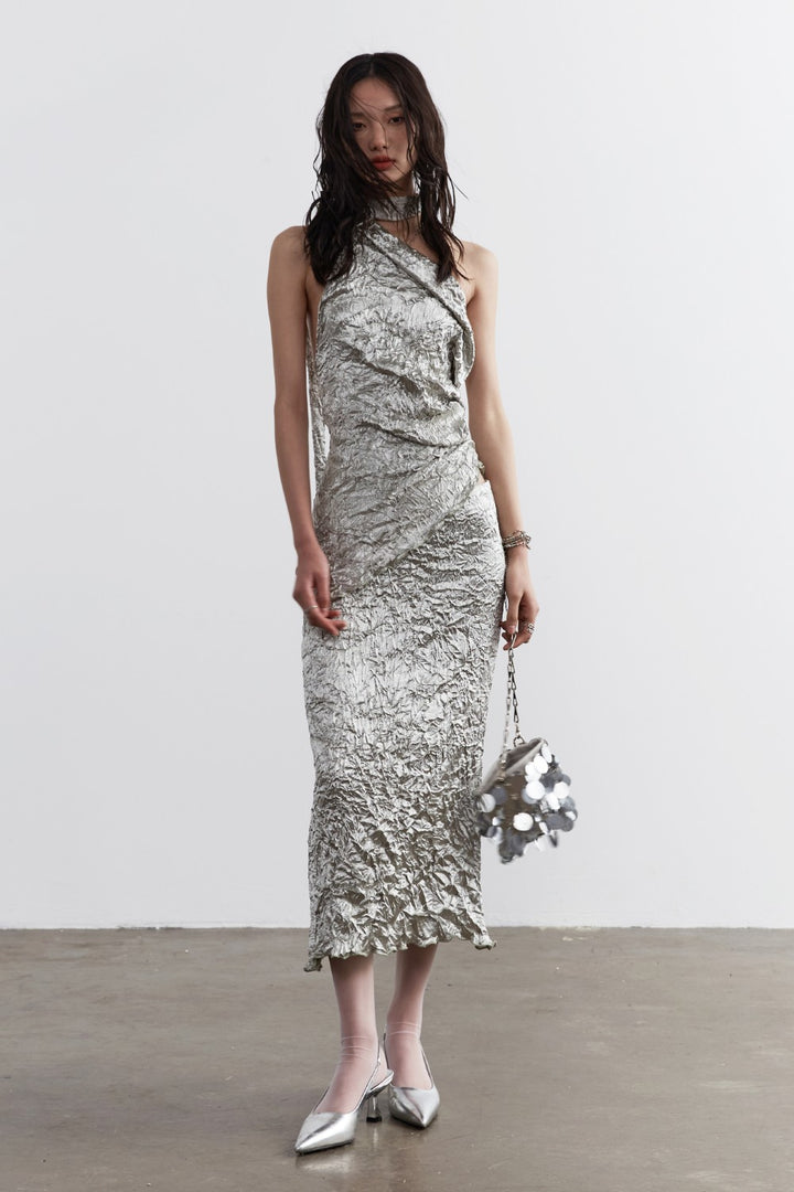 Metallic Satin Two-Piece Dress