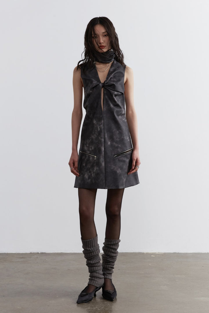 Knot Smoked Leather Dress