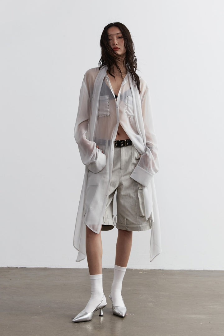 Long Sheer Chiffon Blouse