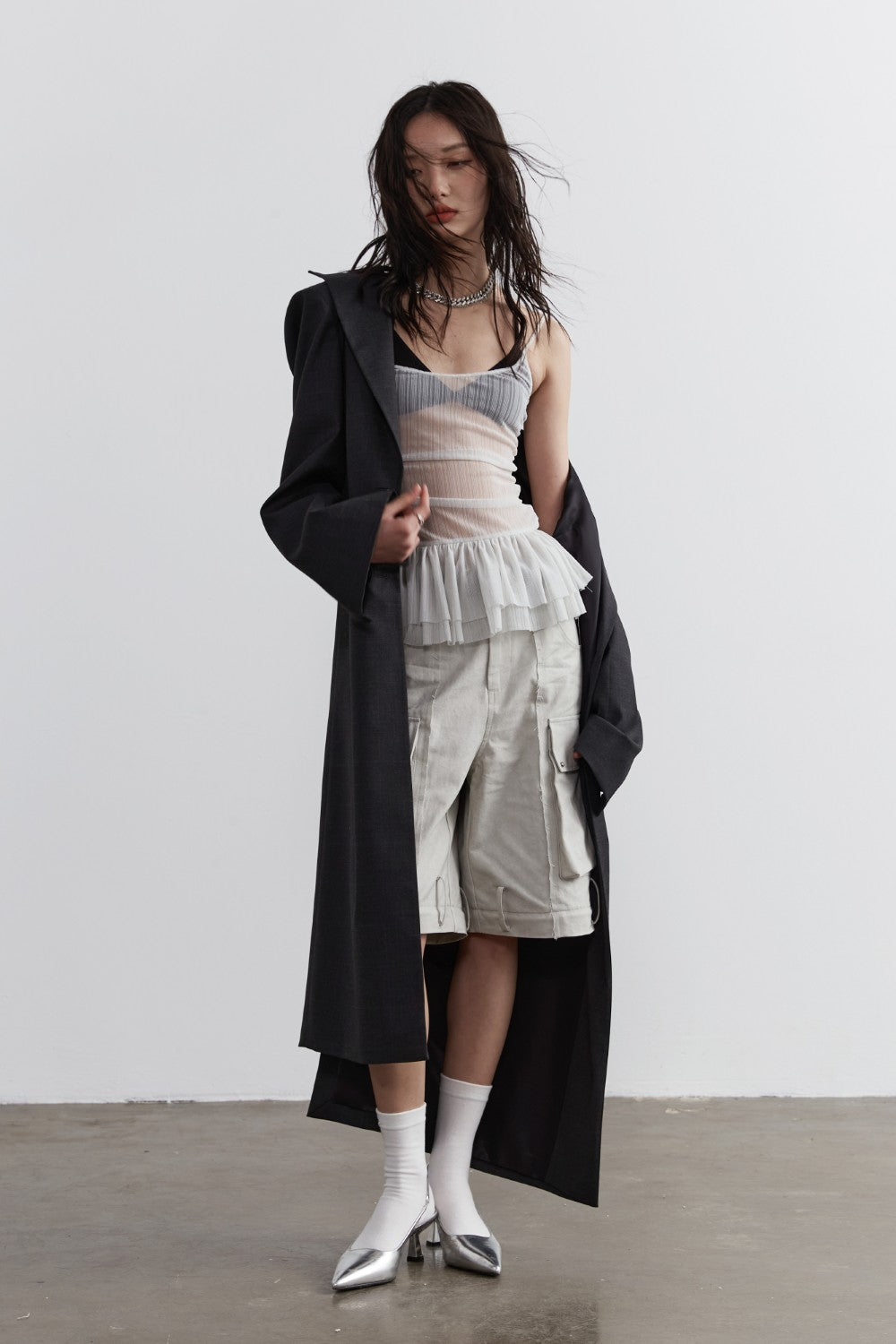 Sheer Pleated Cami Top