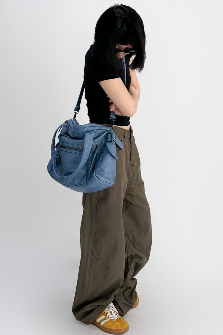 Sky Blue Moto Shoulder Bag