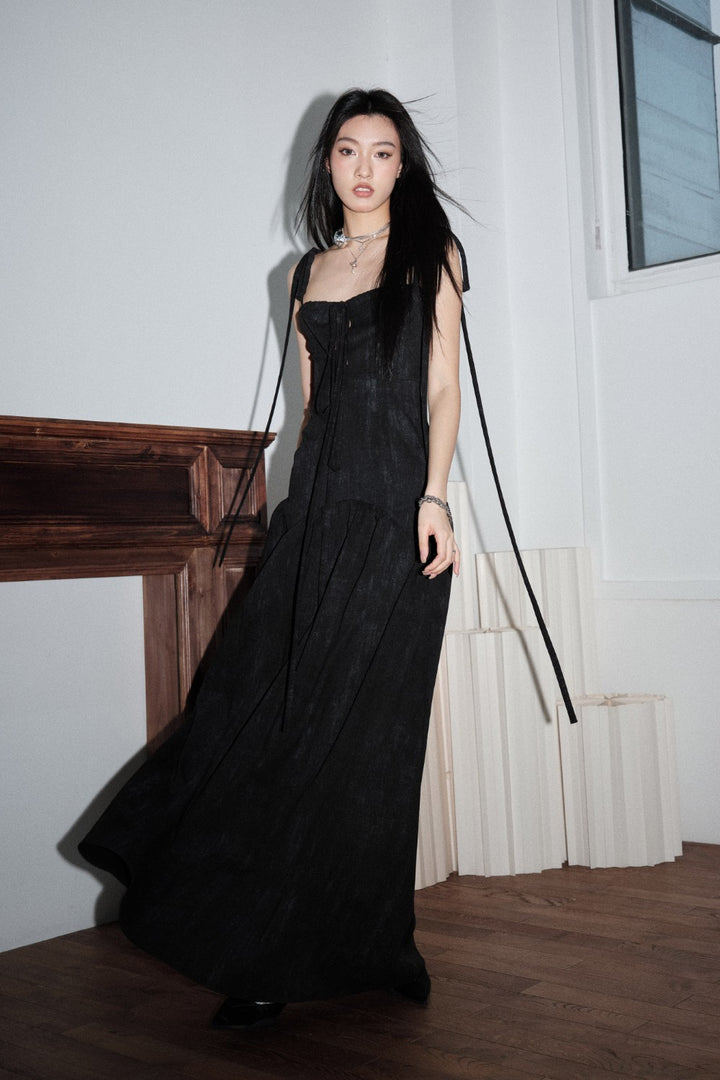 Structured Drawstring Maxi Dress