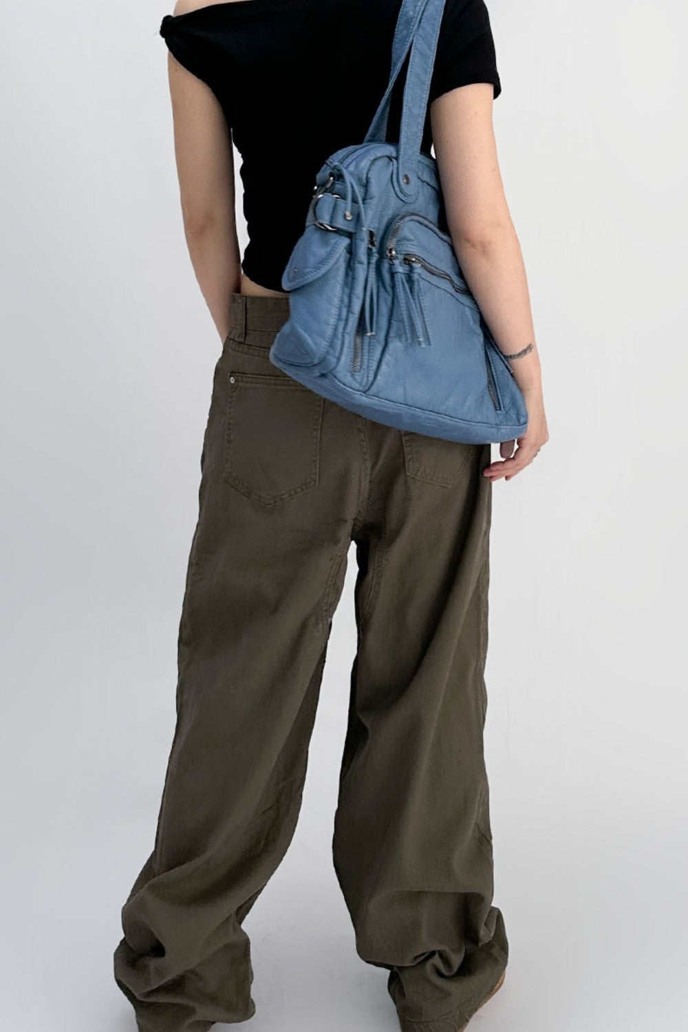 Sky Blue Moto Shoulder Bag