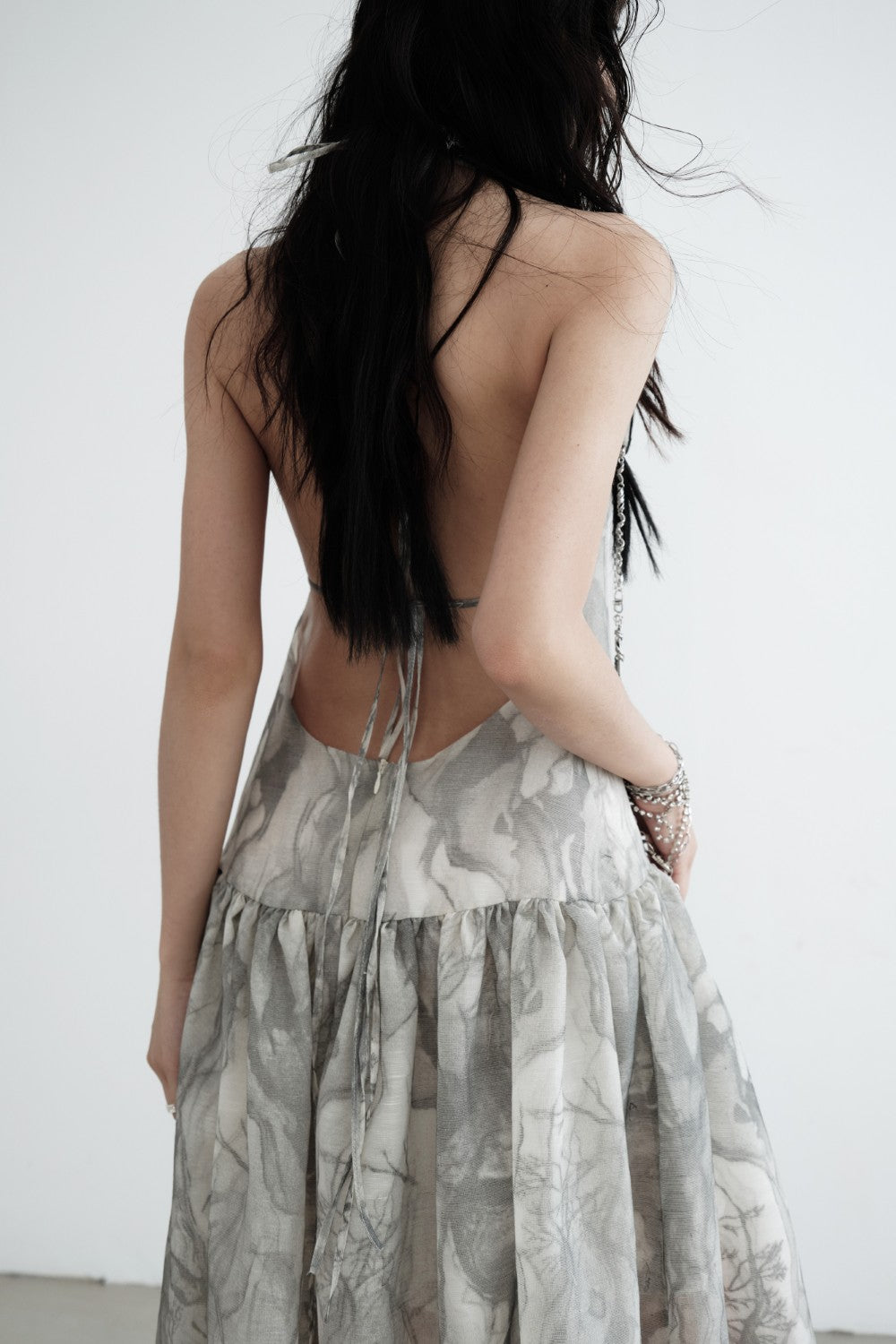 Backless Marble Maxi Dress