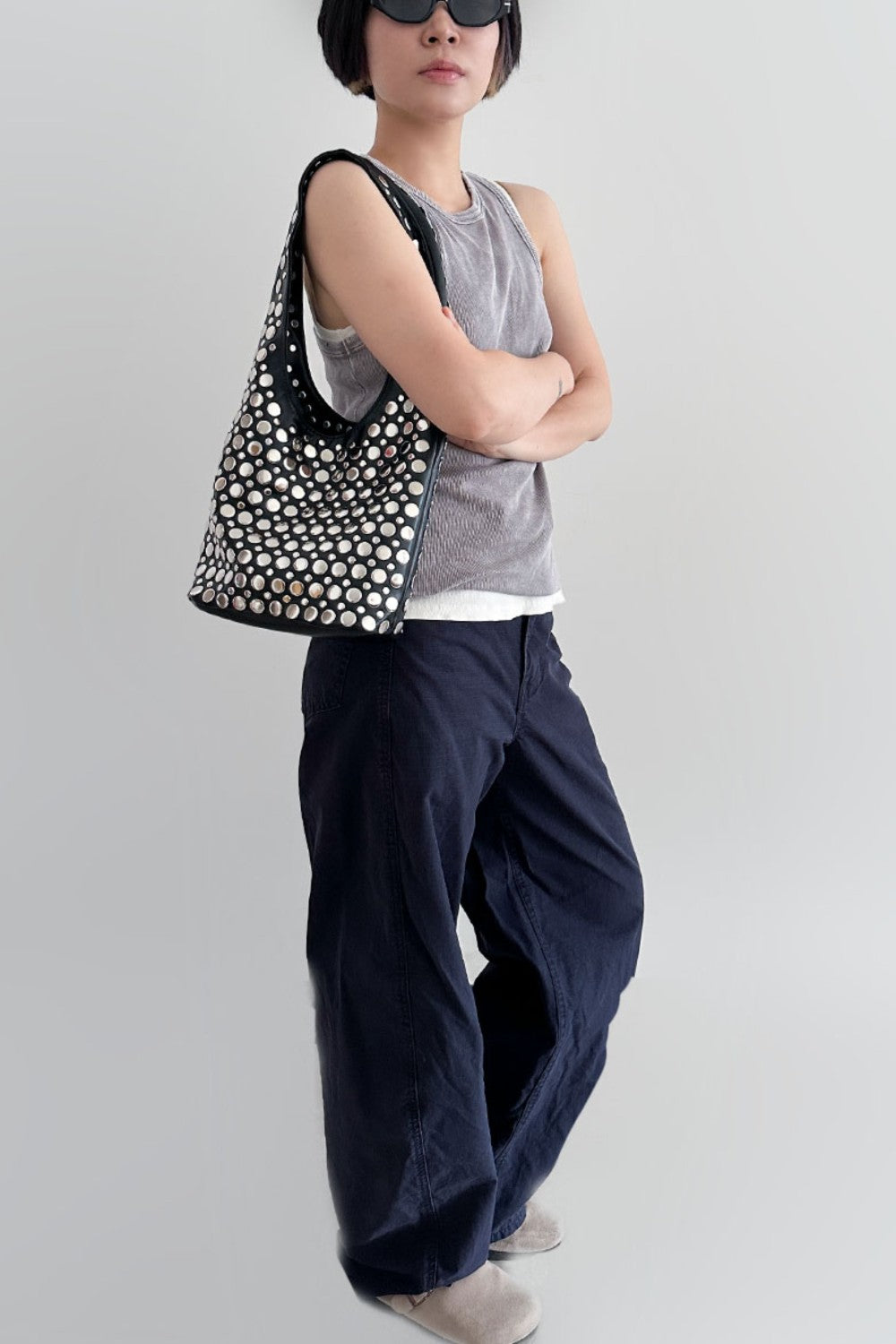 Black Lira Studded Bag