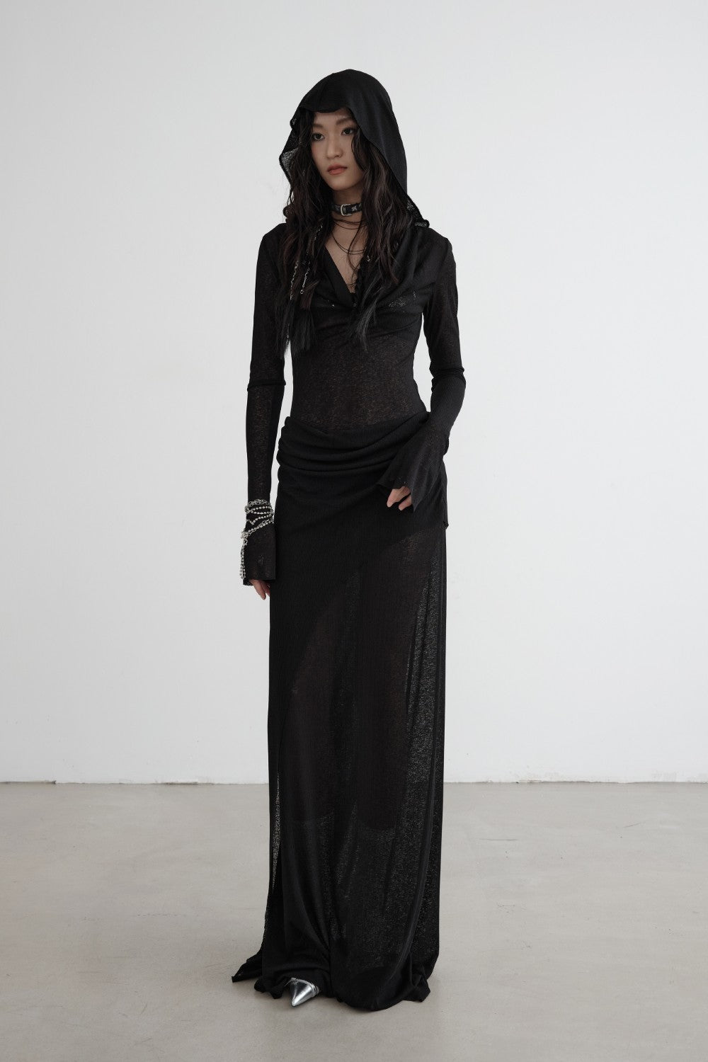 hooded knit dress Maxi Hooded sweatshirt dress