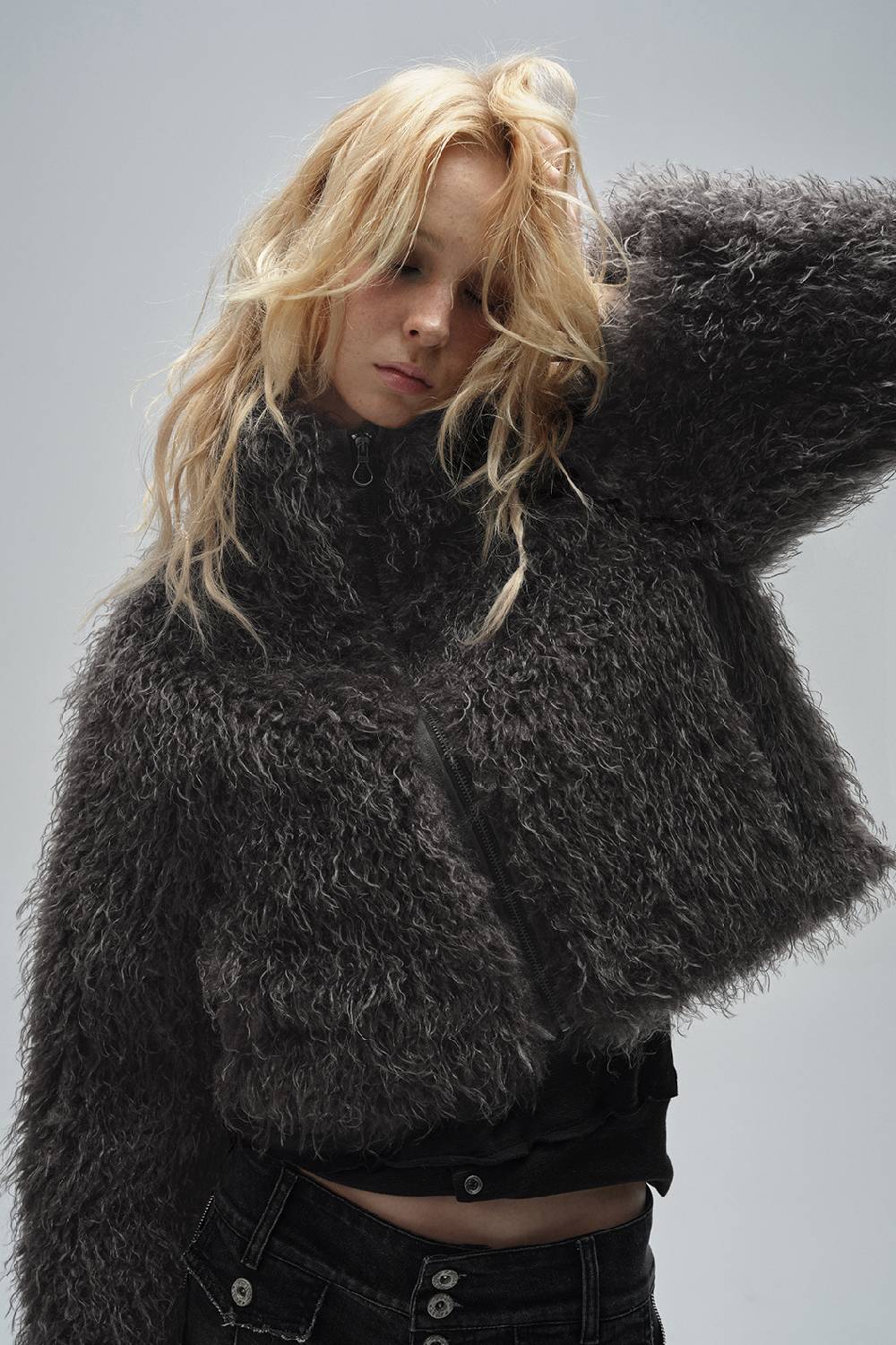 Cropped Faux Fur Coat