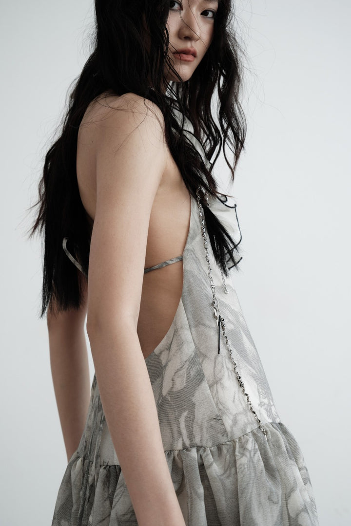 Backless Marble Maxi Dress