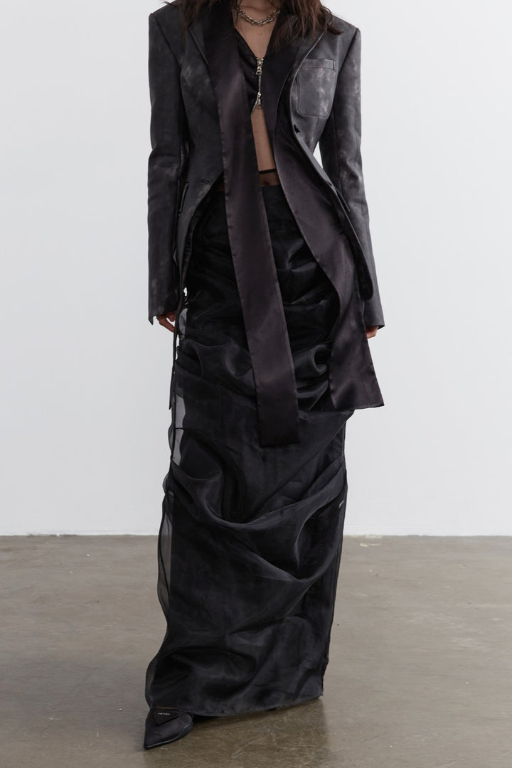 Draped Sheer Layered Skirt