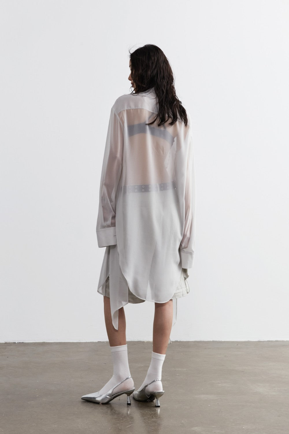 Long Sheer Chiffon Blouse