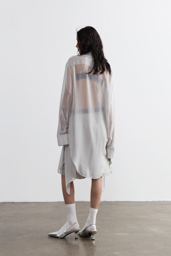 Long Sheer Chiffon Blouse