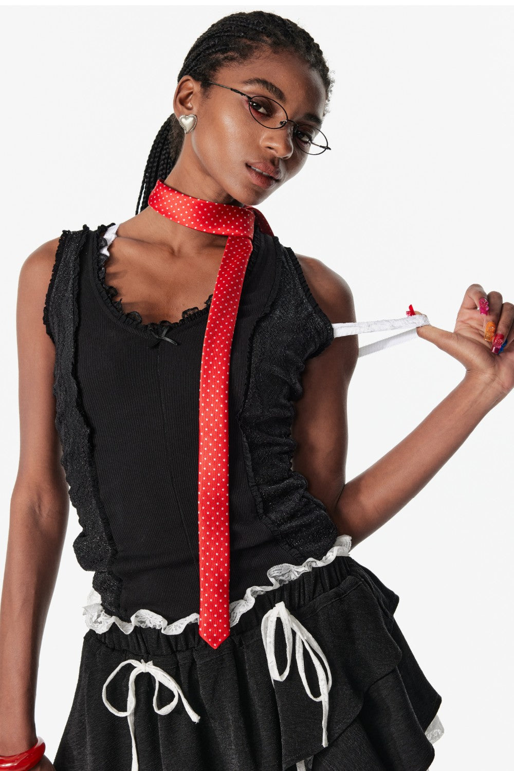 Ruched Lace Sparkle Top