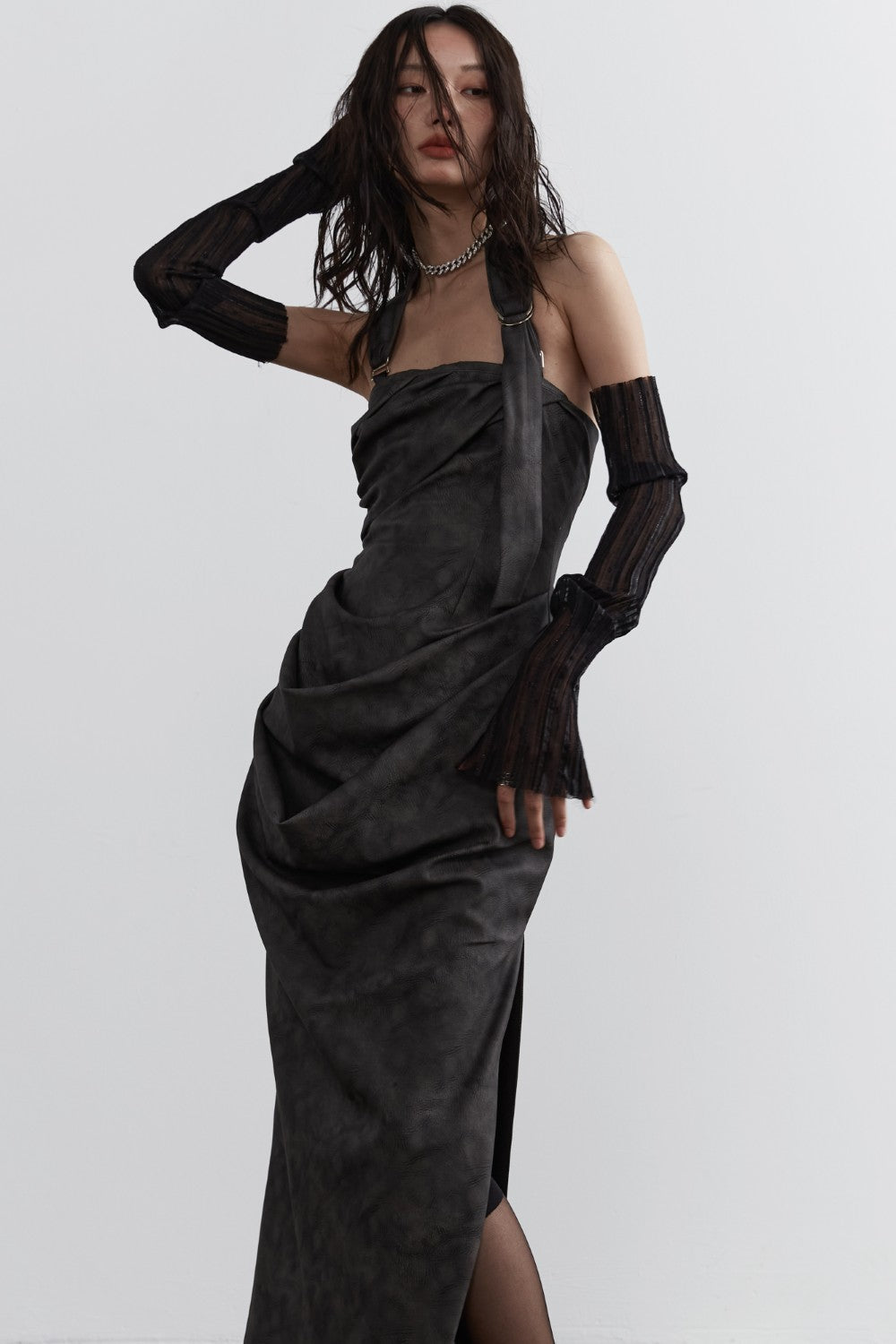 Sculptural Ruched Maxi Dress