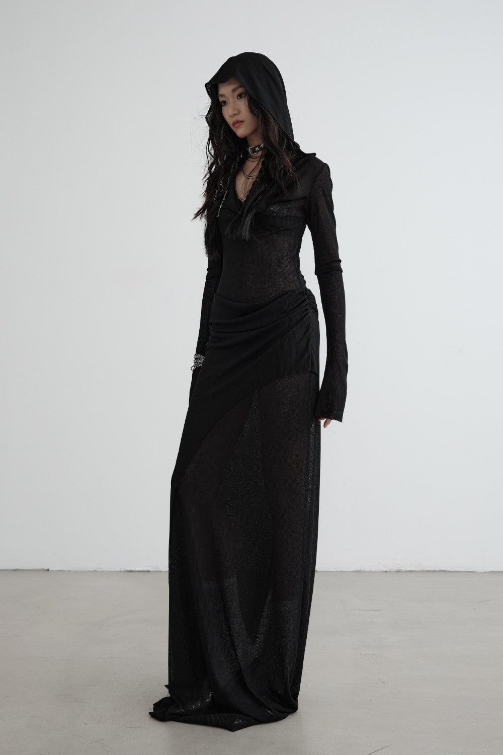 Hooded Knit Maxi Dress
