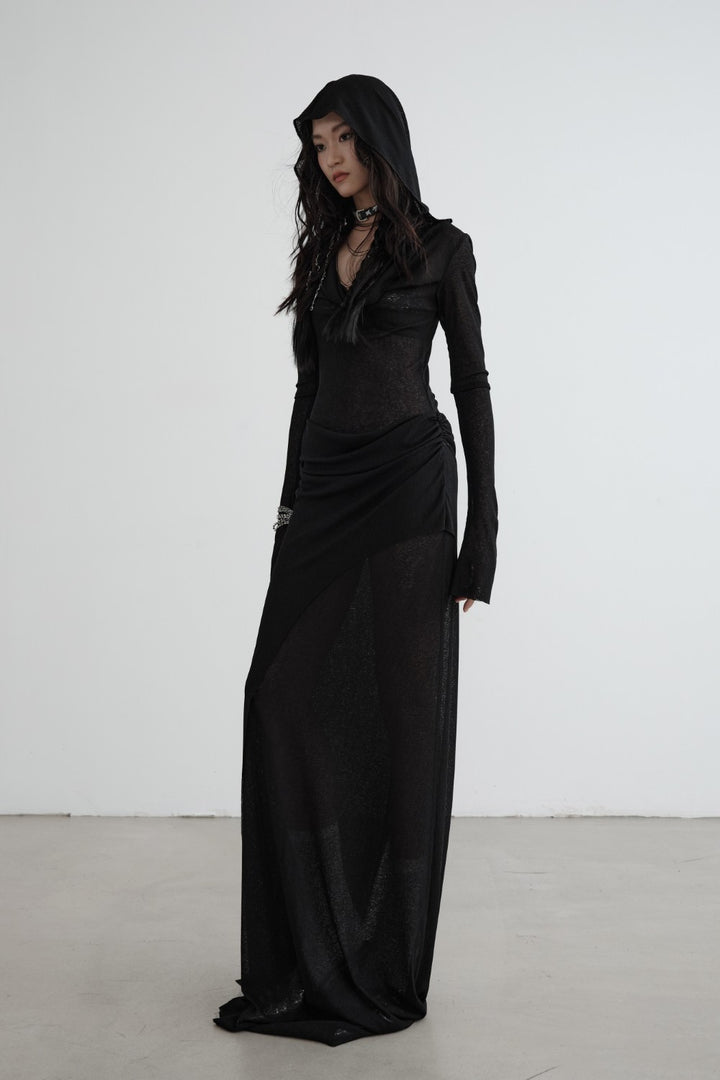 Hooded Knit Maxi Dress