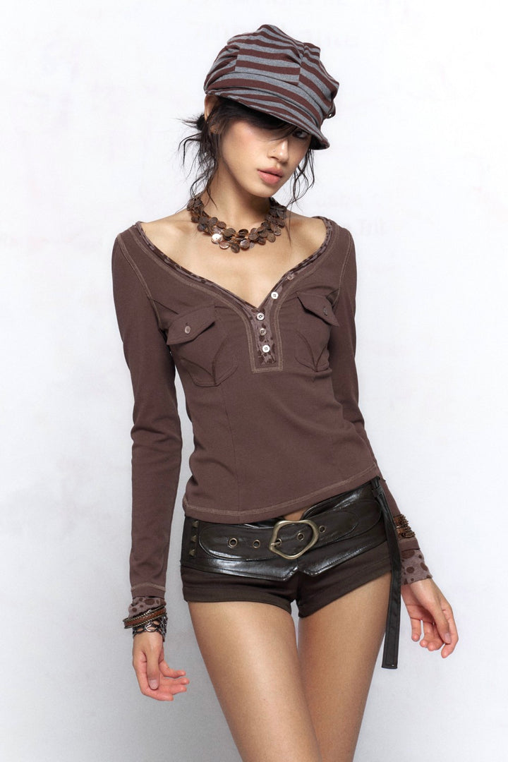Elara V-Neck Cutout Shirt