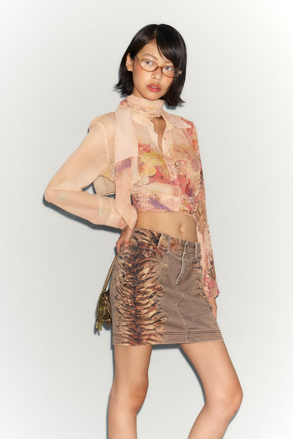 Tiger Side-Print Skirt
