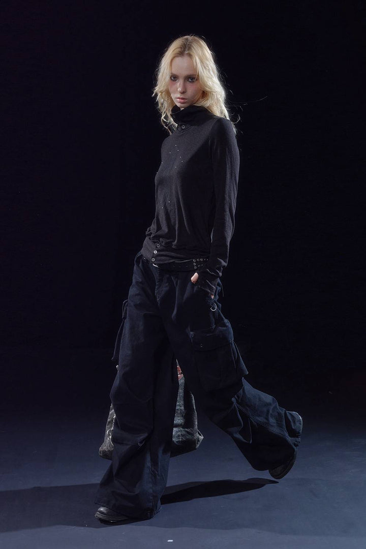 Studded Cross Turtleneck Shirt