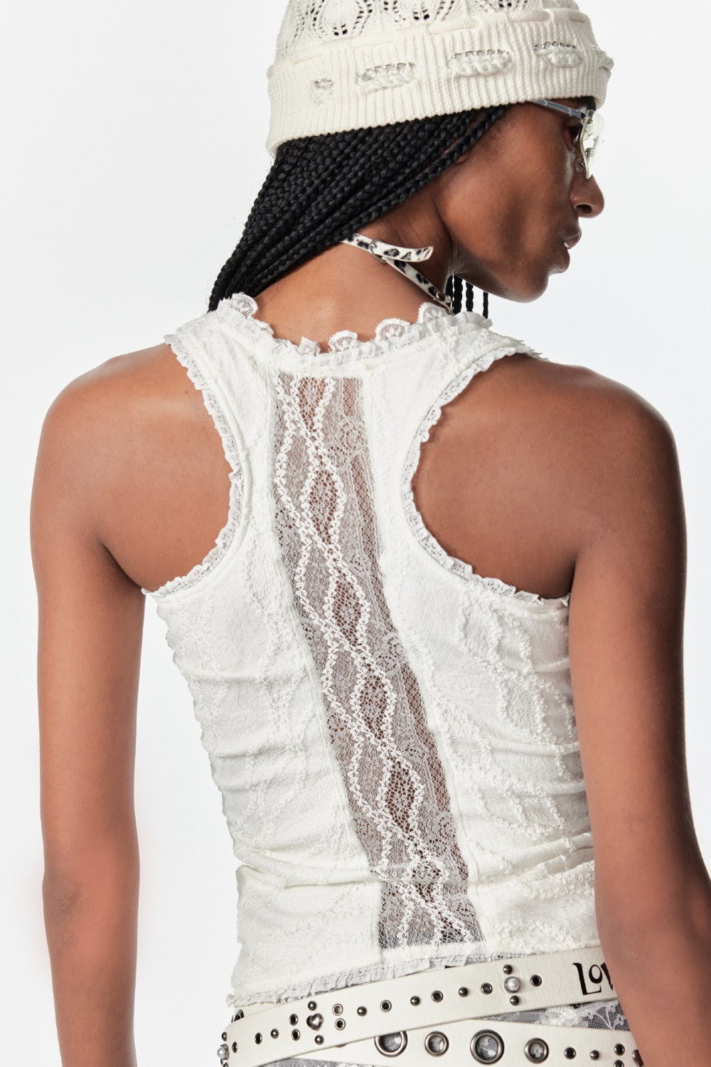 Ruched Lace Sparkle Top