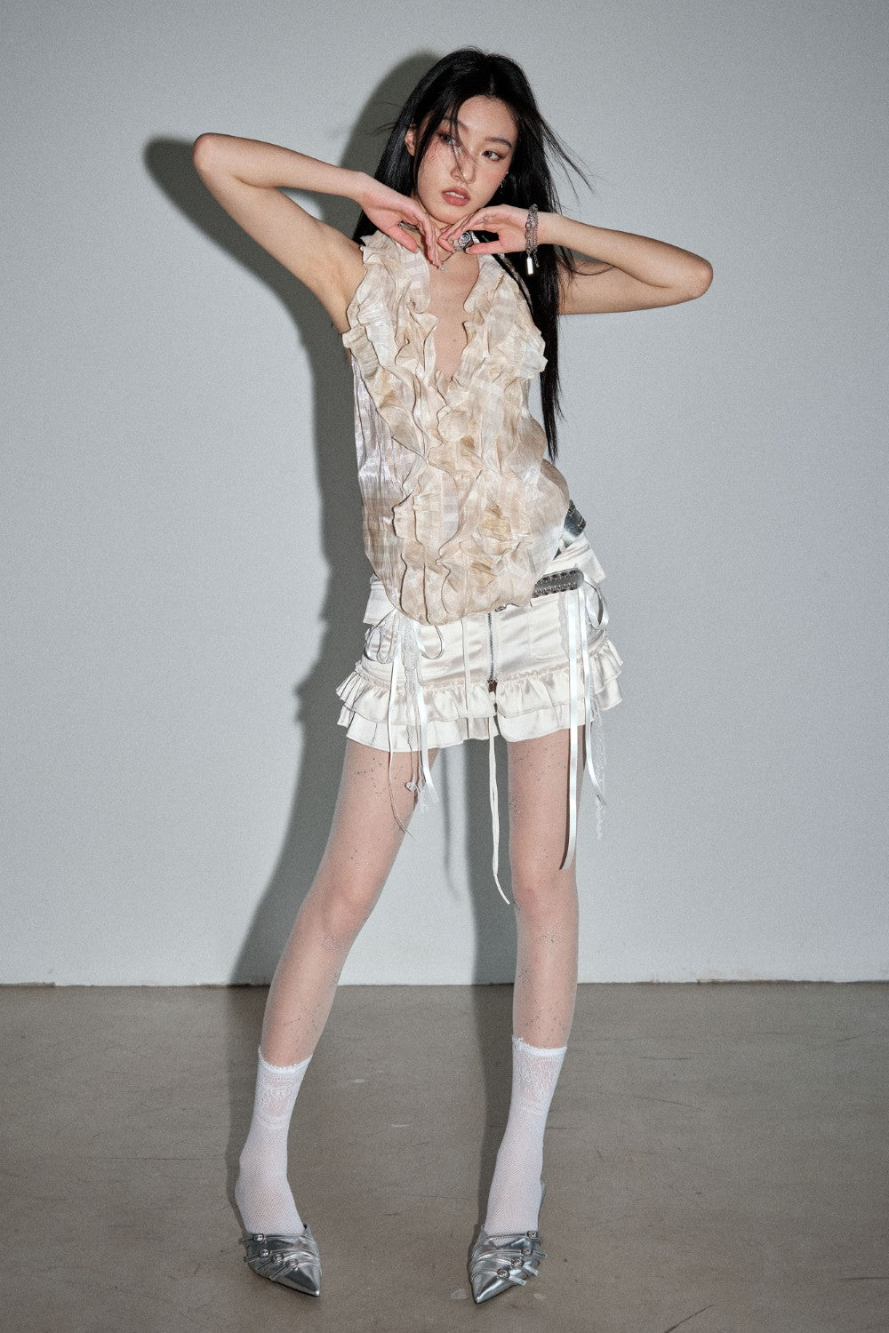 Backless Ruffle Halter Top