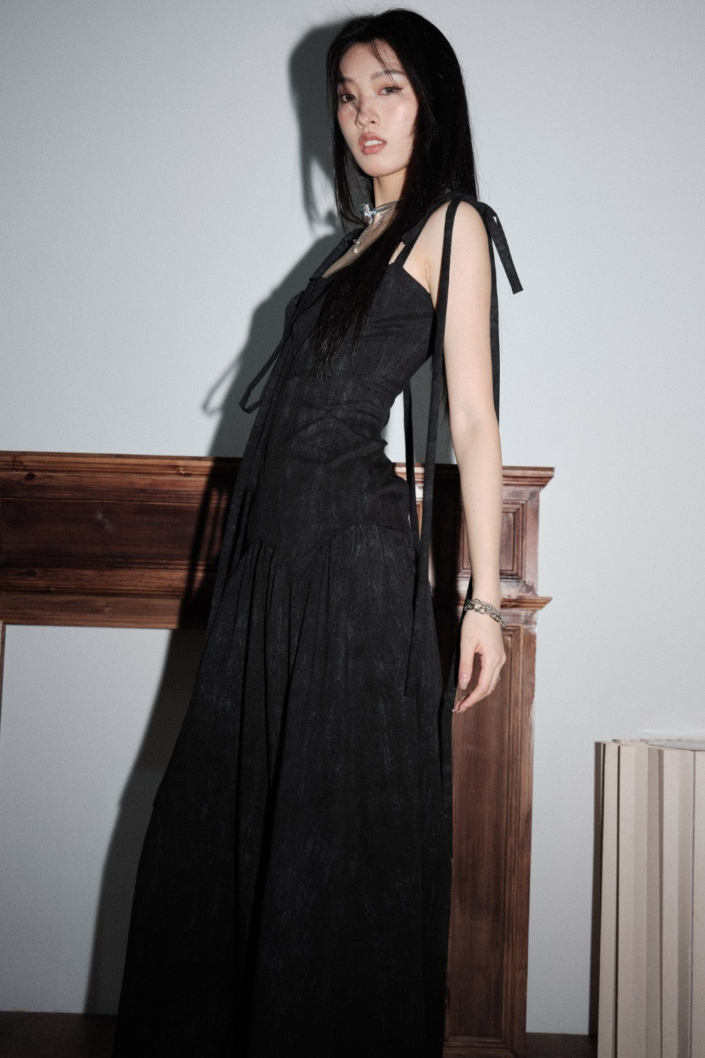 Structured Drawstring Maxi Dress