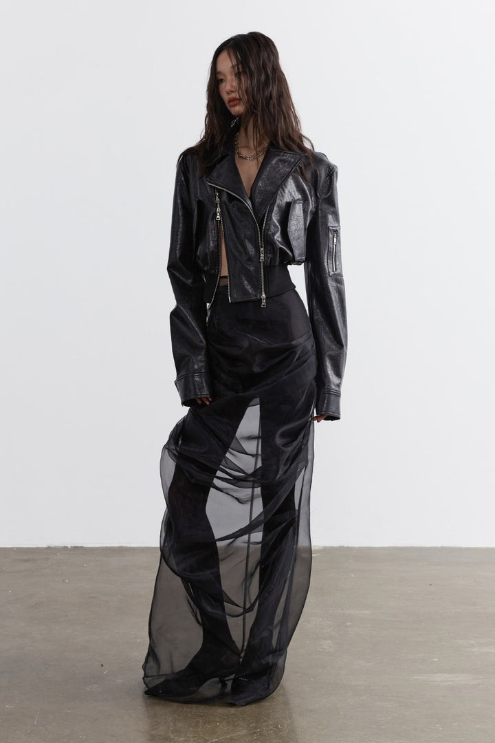 Draped Sheer Layered Skirt