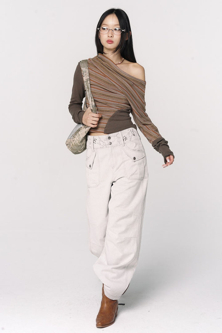 Embroidered Floral Stitch Jeans