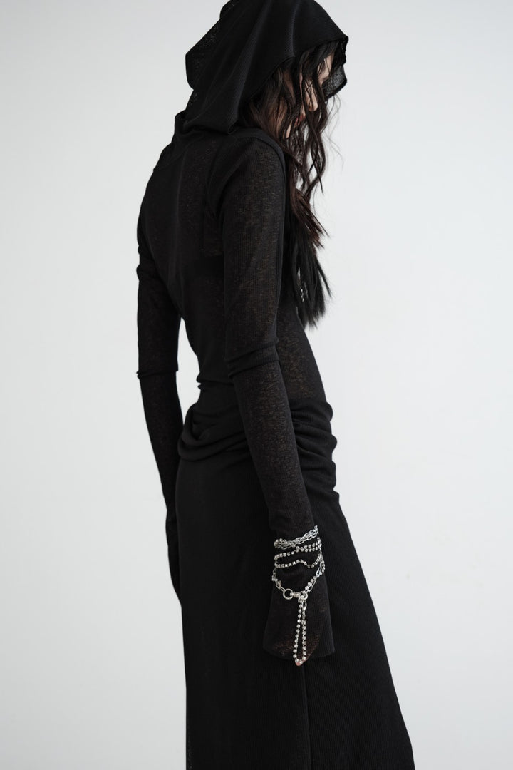 Hooded Knit Maxi Dress