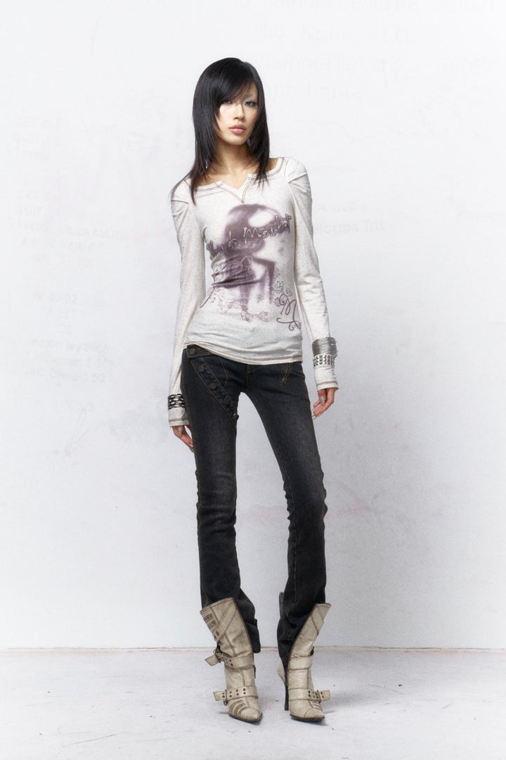 Retro Portrait Button Shirt