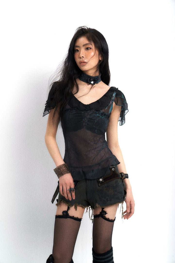 Distressed Belted Shorts