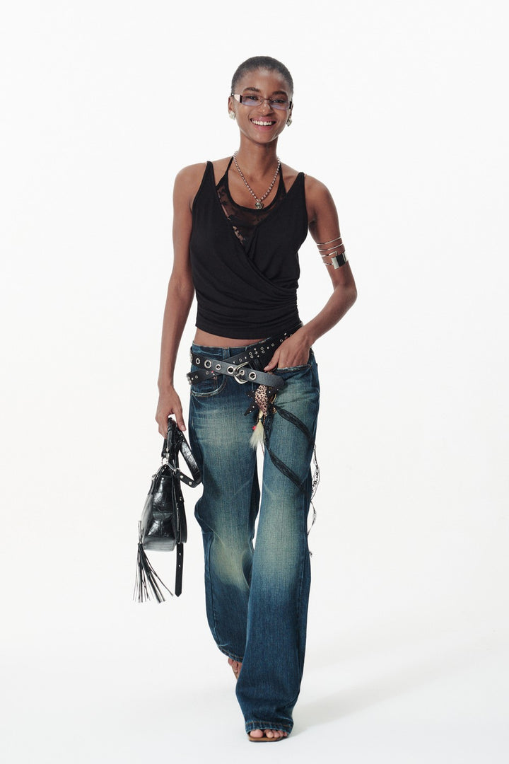 Straight-Leg Washed Jeans