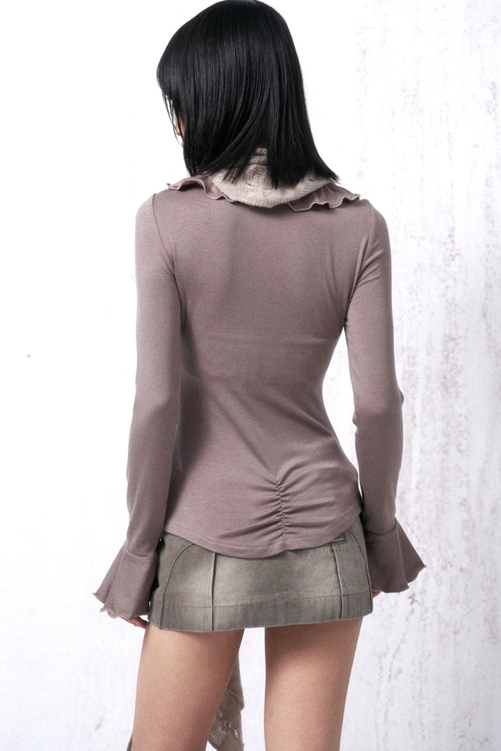 Mauve Ruffled Two-Piece Shirt