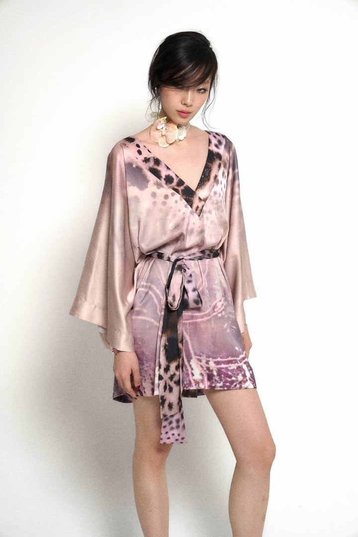 Satin Floral Leopard Robe