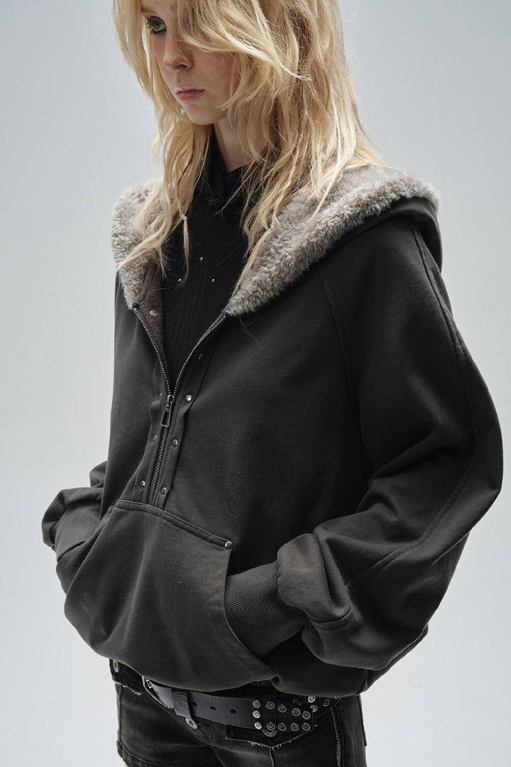 Relaxed Faux-Fur Hoodie