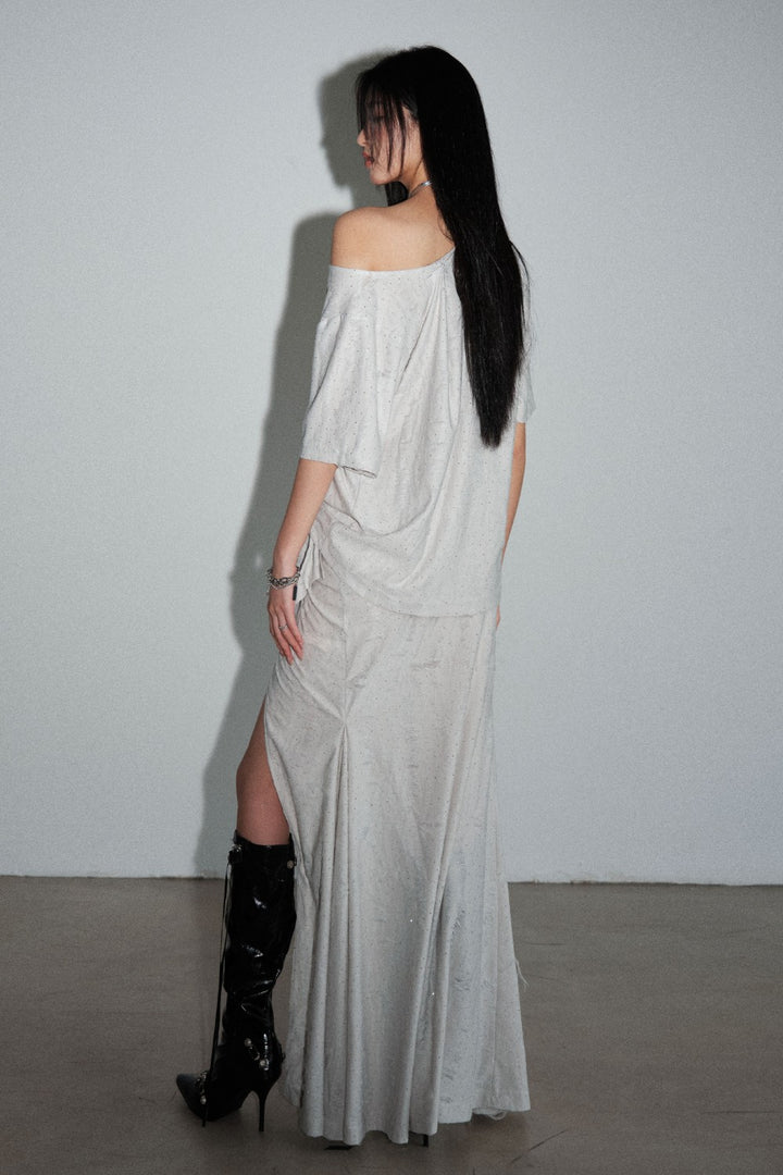 Off-Shoulder Ruched Dress Set