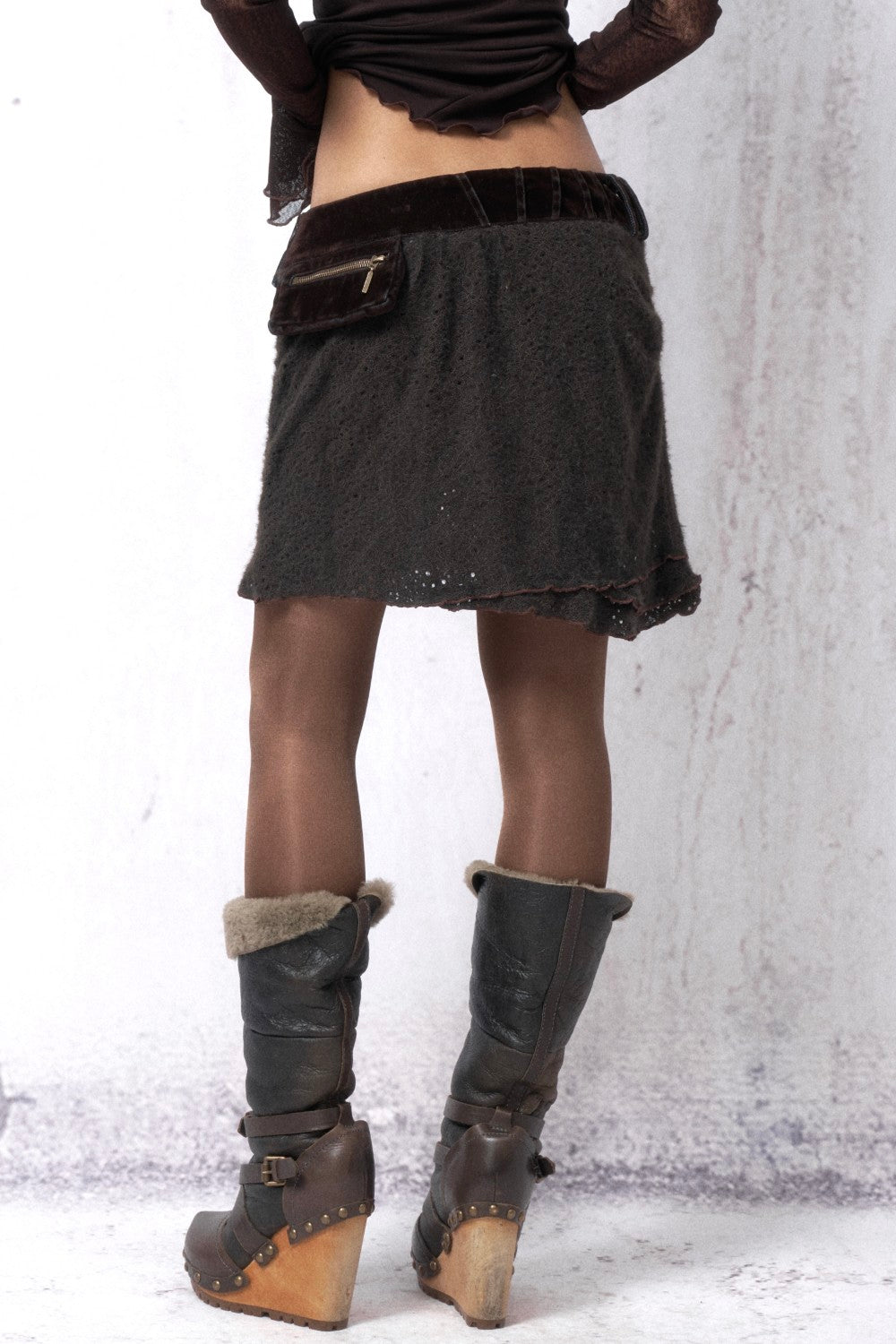 Rustic Velvet Trim Skirt