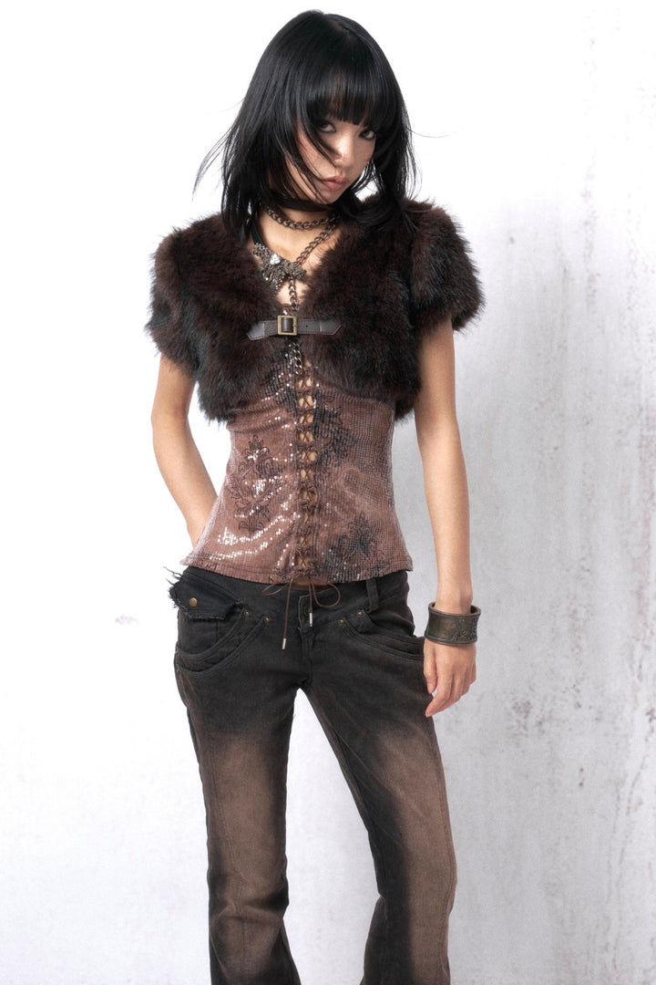 Luxe Lace-Up Sequin Cami