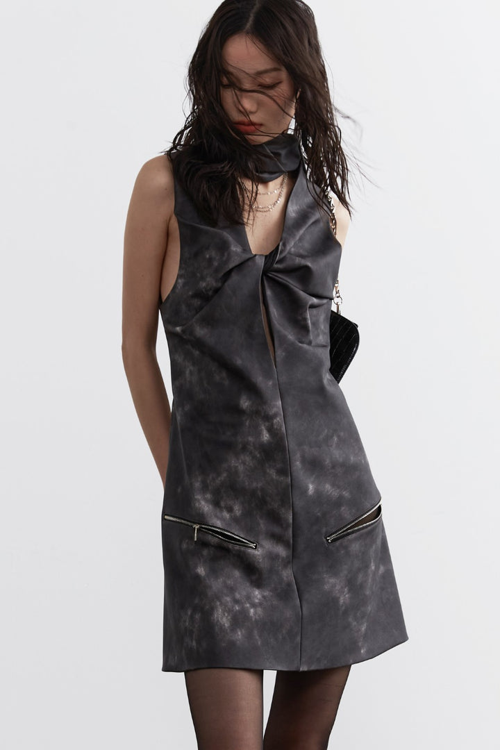 Knot Smoked Leather Dress