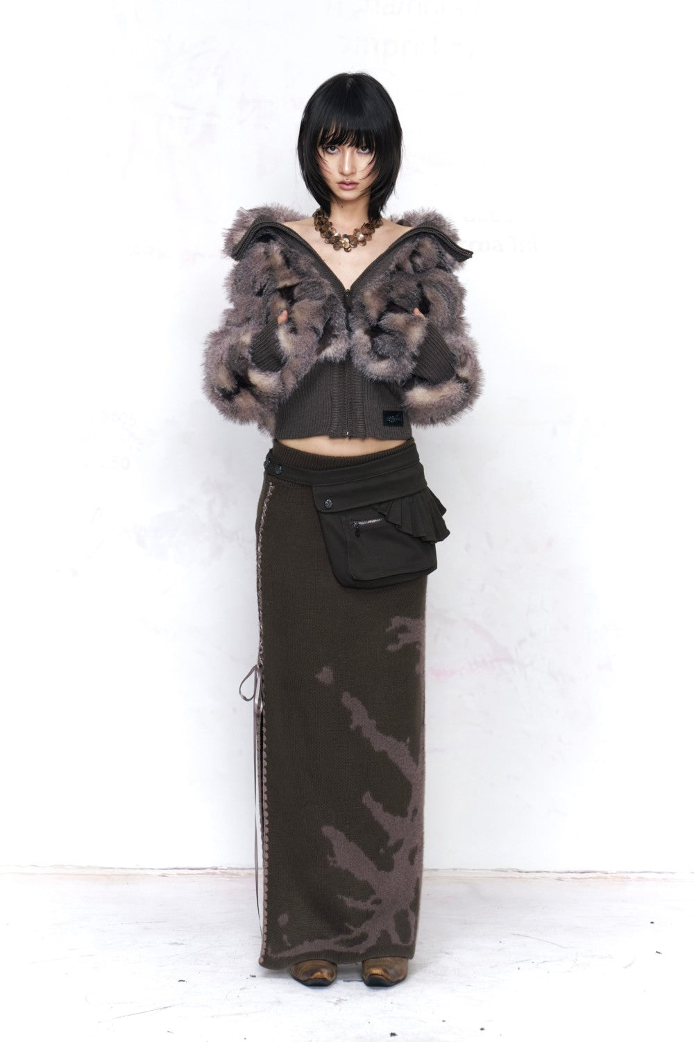 Cargo Jacquard Maxi Skirt