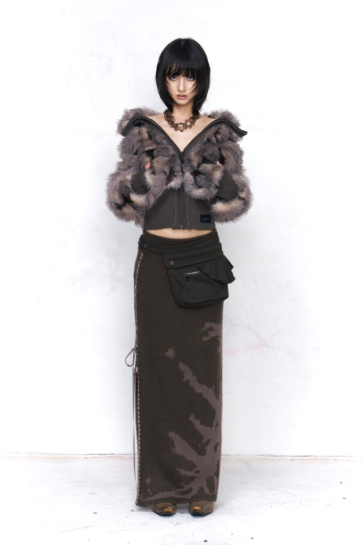 Cargo Jacquard Maxi Skirt