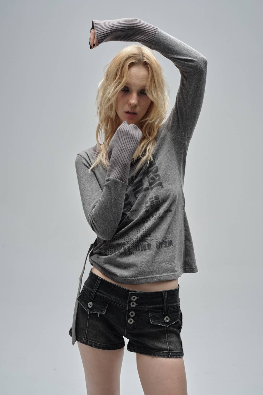 Distressed Button Denim Shorts