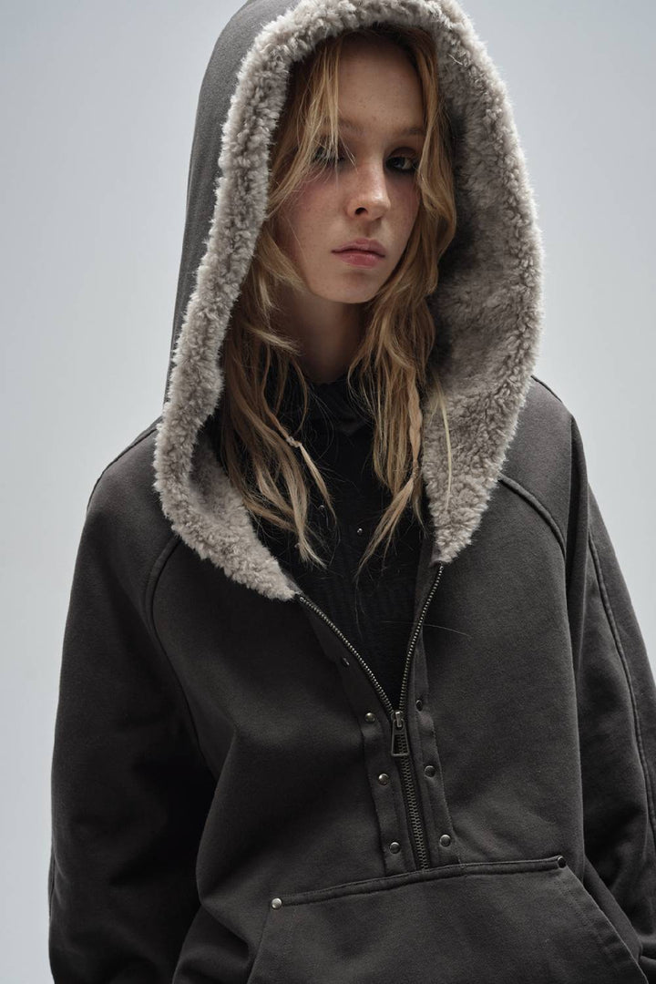 Relaxed Faux-Fur Hoodie