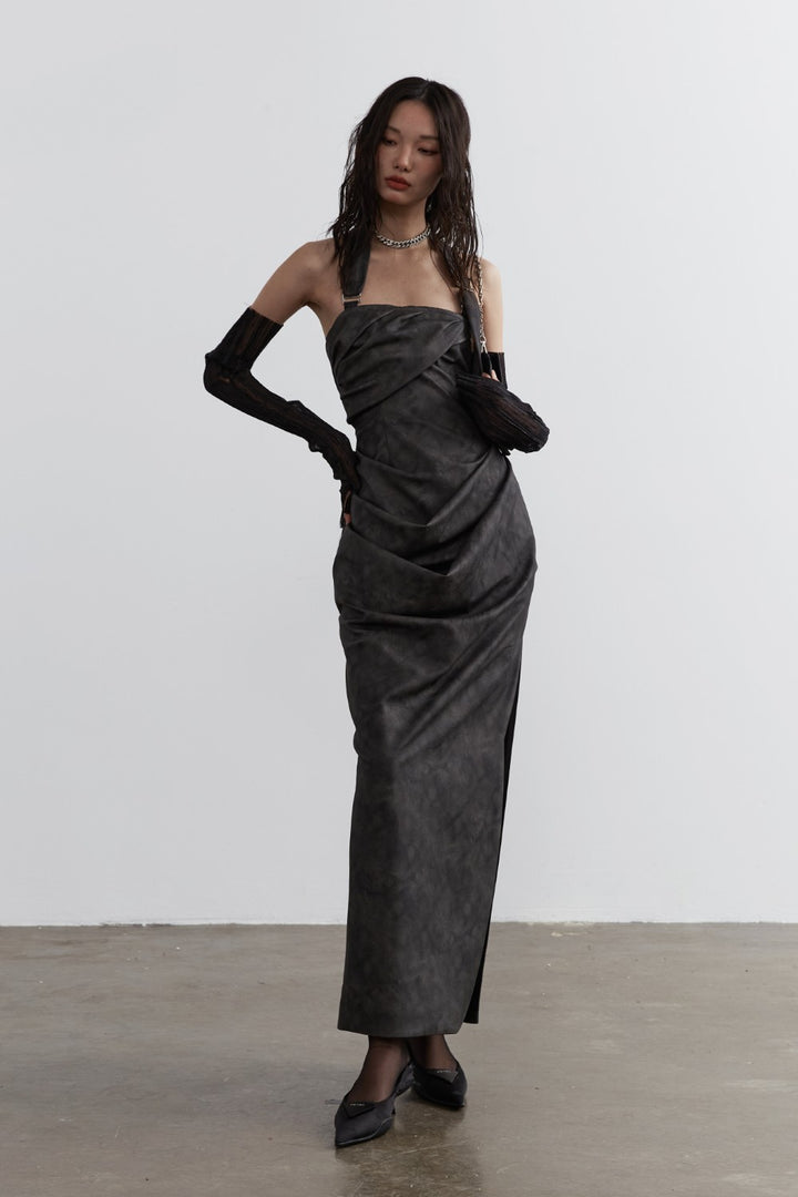 Sculptural Ruched Maxi Dress