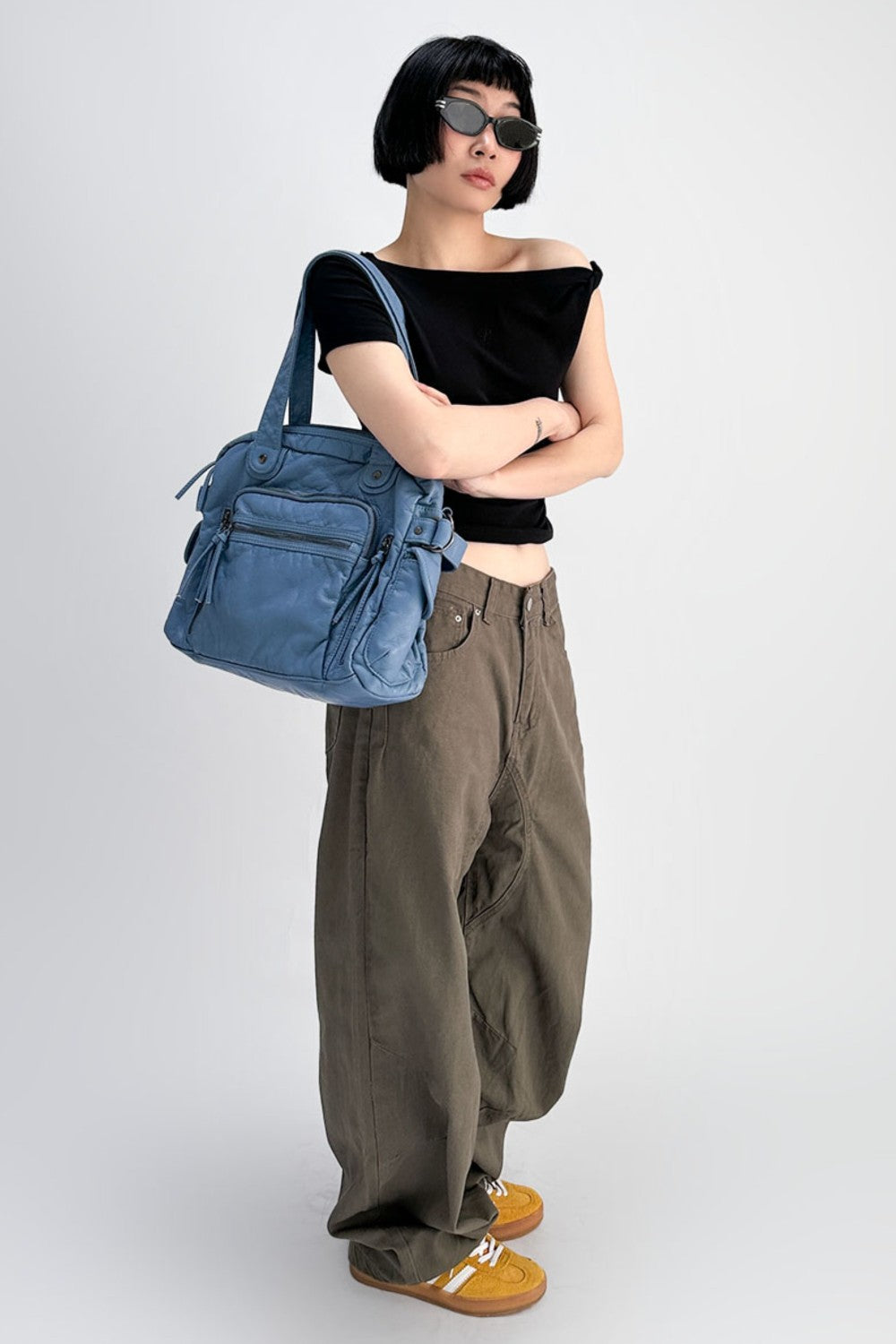 Sky Blue Moto Shoulder Bag