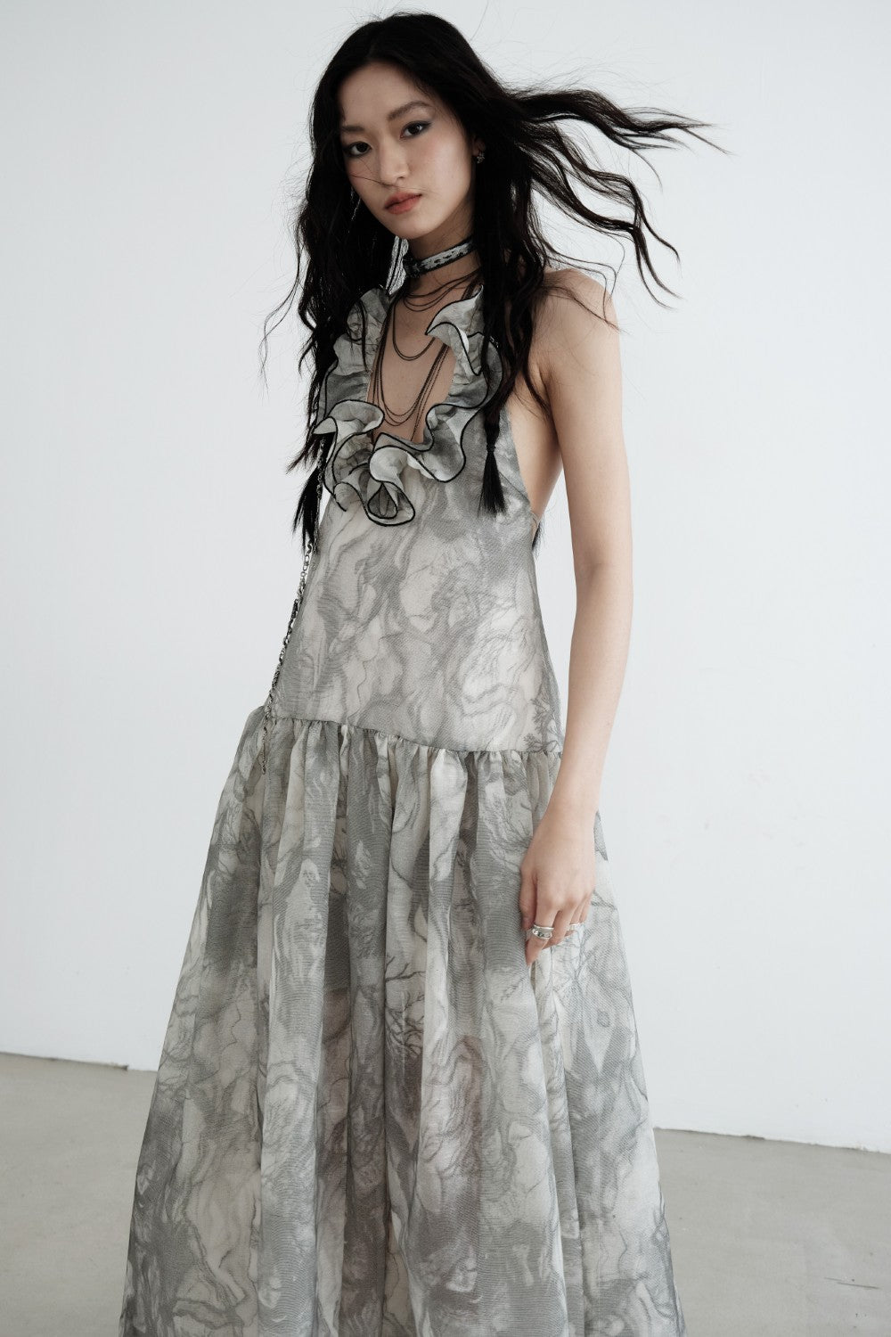 Backless Marble Maxi Dress