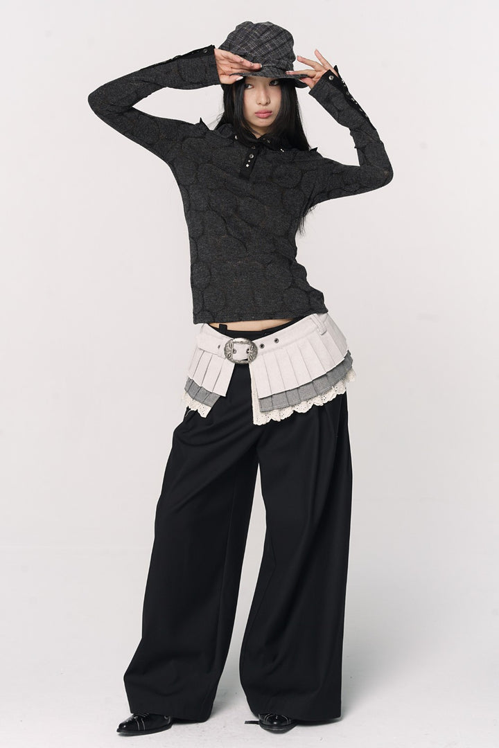 Textured Henley Knit Pullover