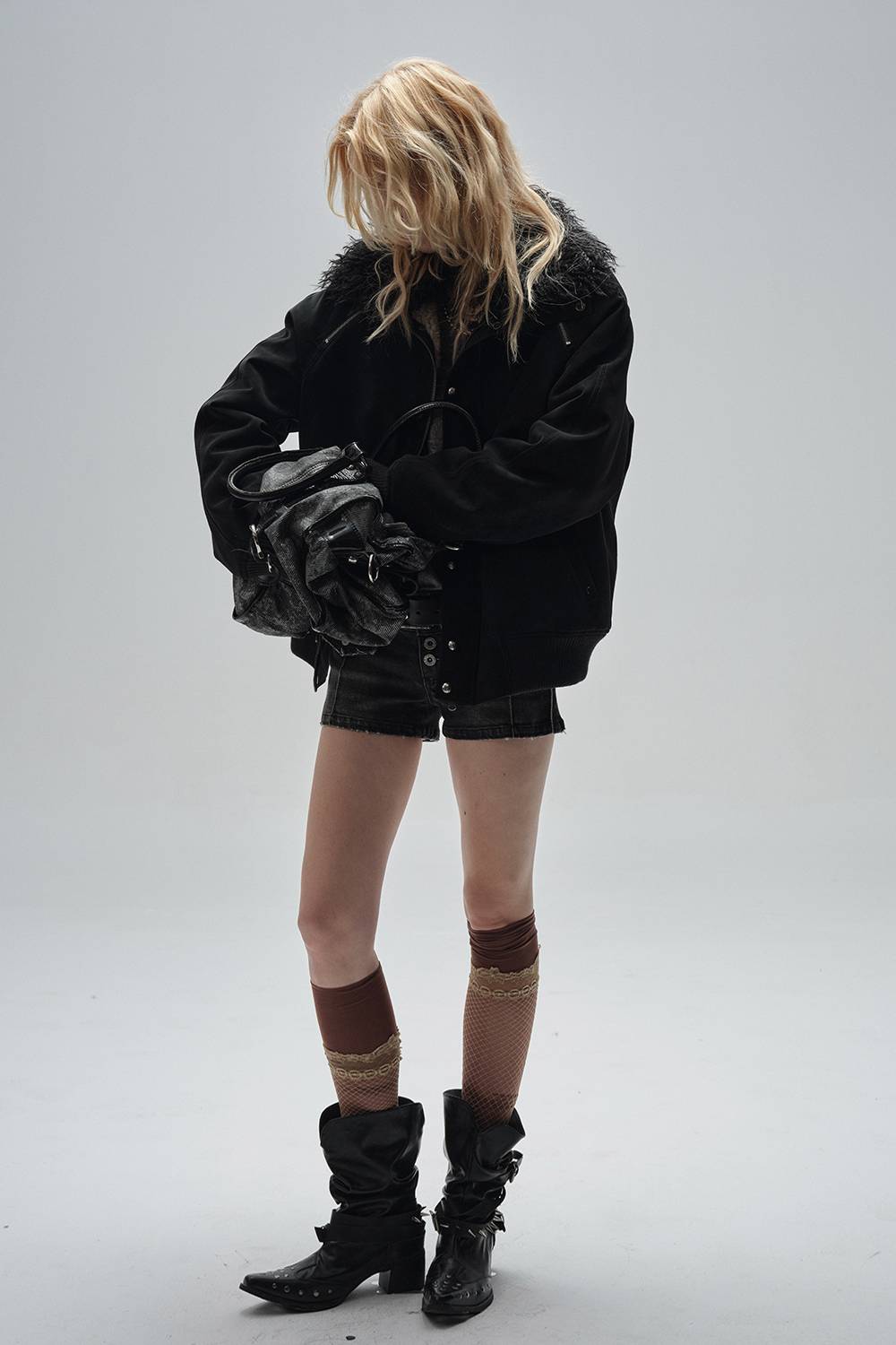 Fur Trim Leather Coat