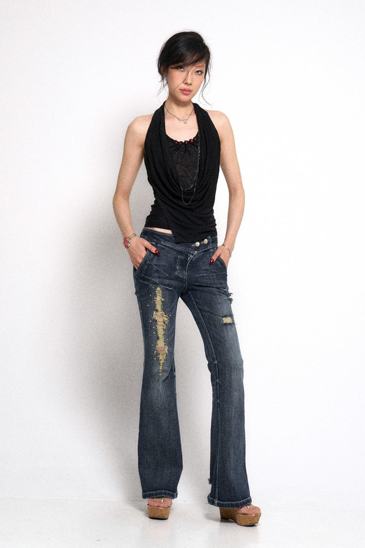 Ripped Retro Denim Jeans