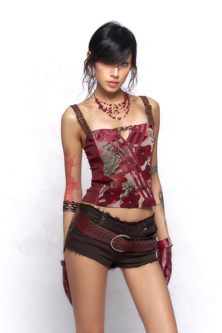 Floral Knit Corset Top